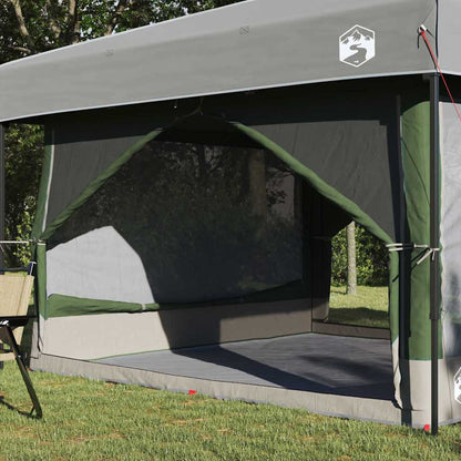 Detail van de groene vidaXL binnen tent met open zijwand en insectengaas.