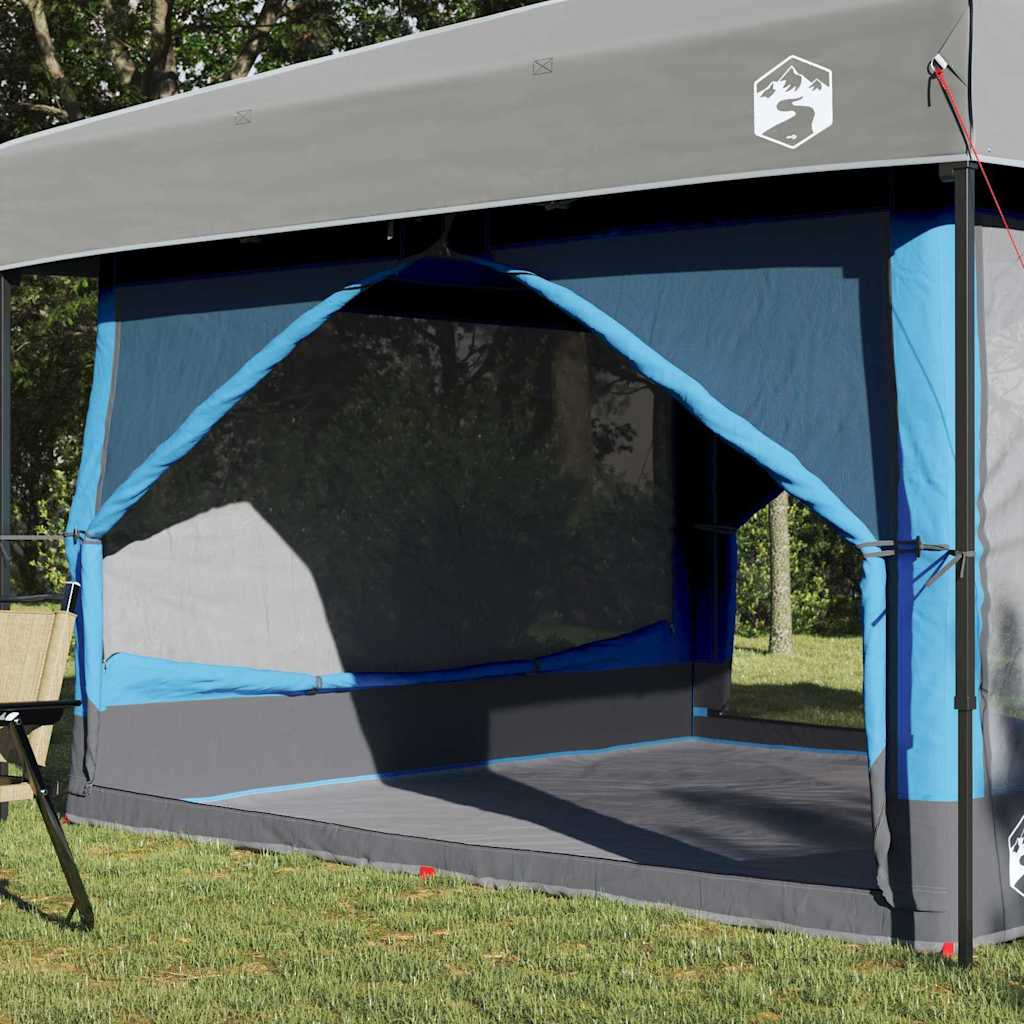 Detail van de vidaXL binnen tent met open zijwand en blauw-grijze kleurstelling.