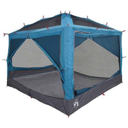 Detail van de vidaXL binnen tent voor 7 personen, met blauwe en grijze kleur en open zijwanden.