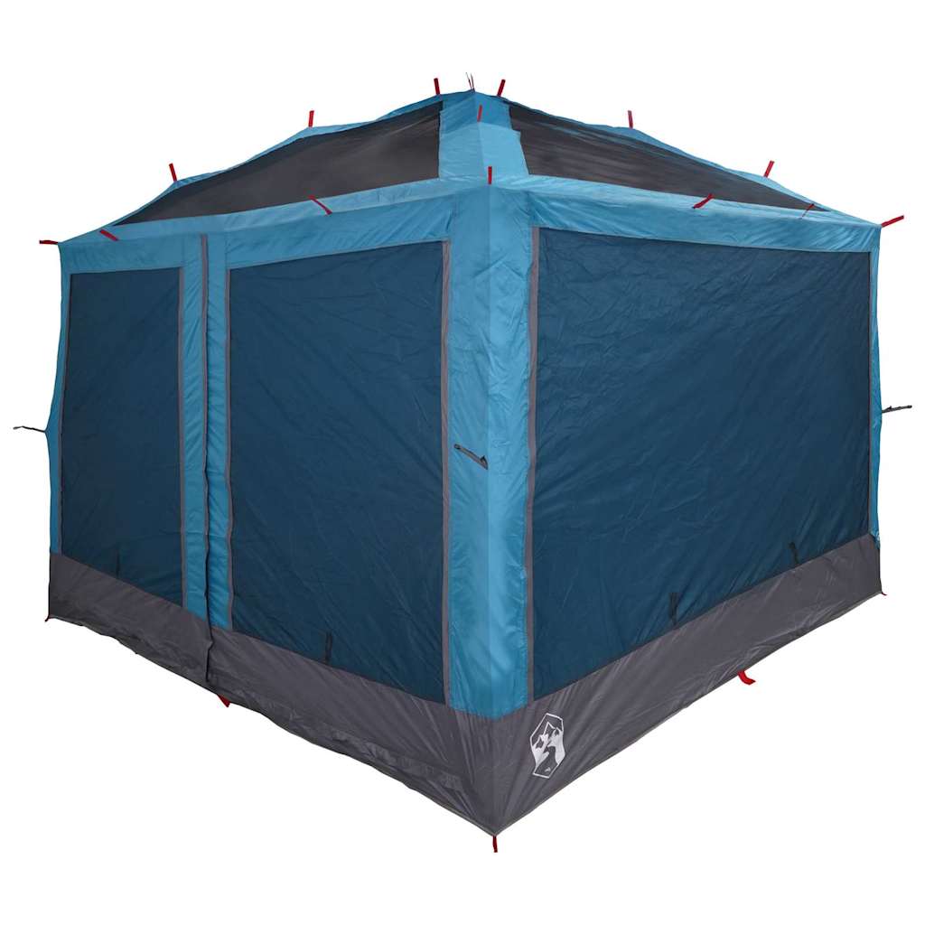 Detail van de vidaXL binnen tent in blauw en grijs, zijaanzicht met ventilatieroosters.