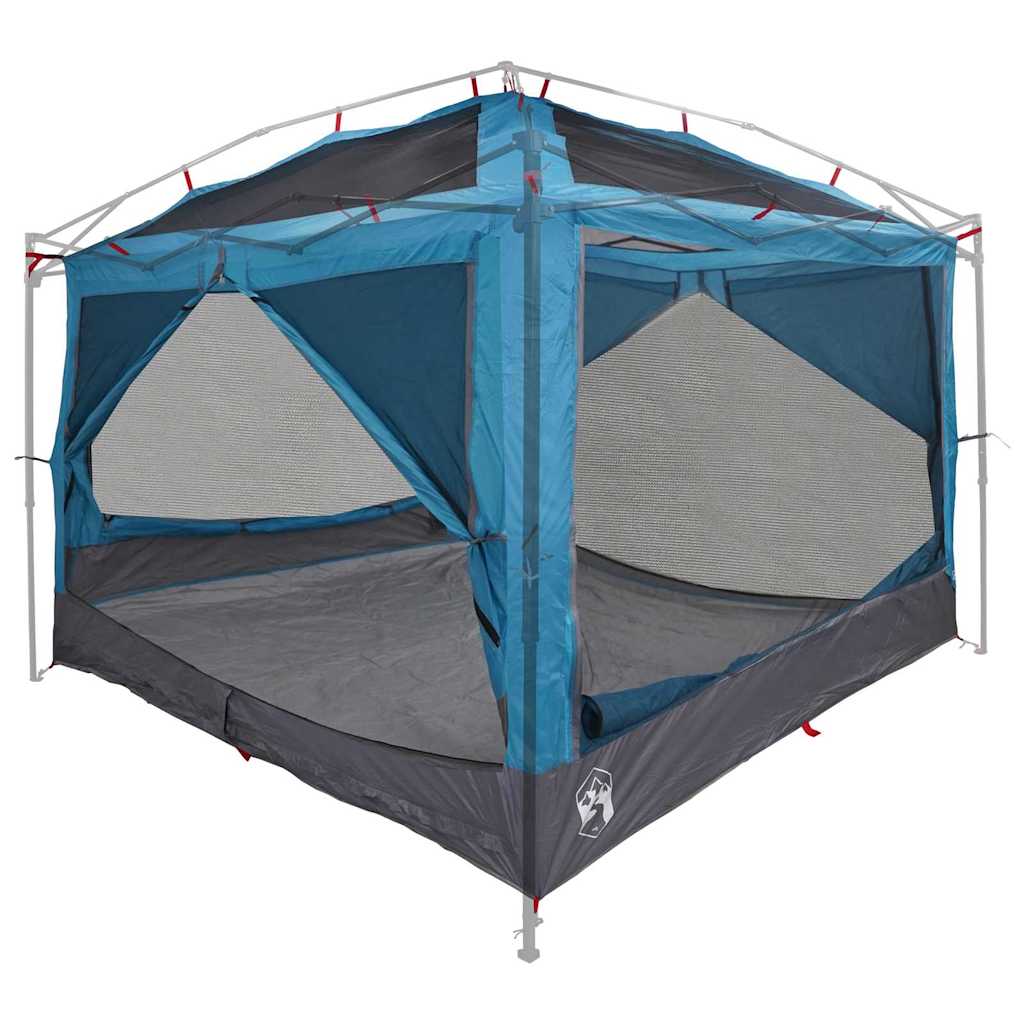 Detail van de vidaXL Binnen tent in blauw en grijs, met open zijpanelen voor ventilatie.
