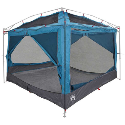 Detail van de vidaXL Binnen tent in blauw en grijs, met open zijpanelen voor ventilatie.