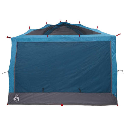 Detail van de vidaXL binnen tent in blauw en grijs, met zichtbare waterdichte voorkant.