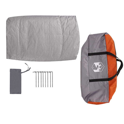 Grijze en oranje vidaXL Binnen tent met draagtas en haringen, detailweergave.