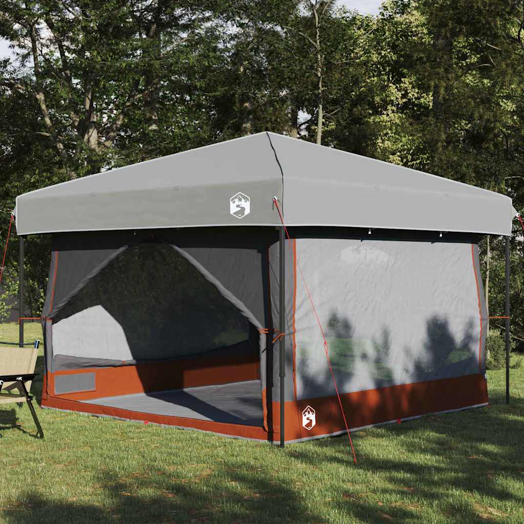 VidaXL binnen tent voor 7 personen in grijs en oranje, ruime opzet met schaduwdoek.
