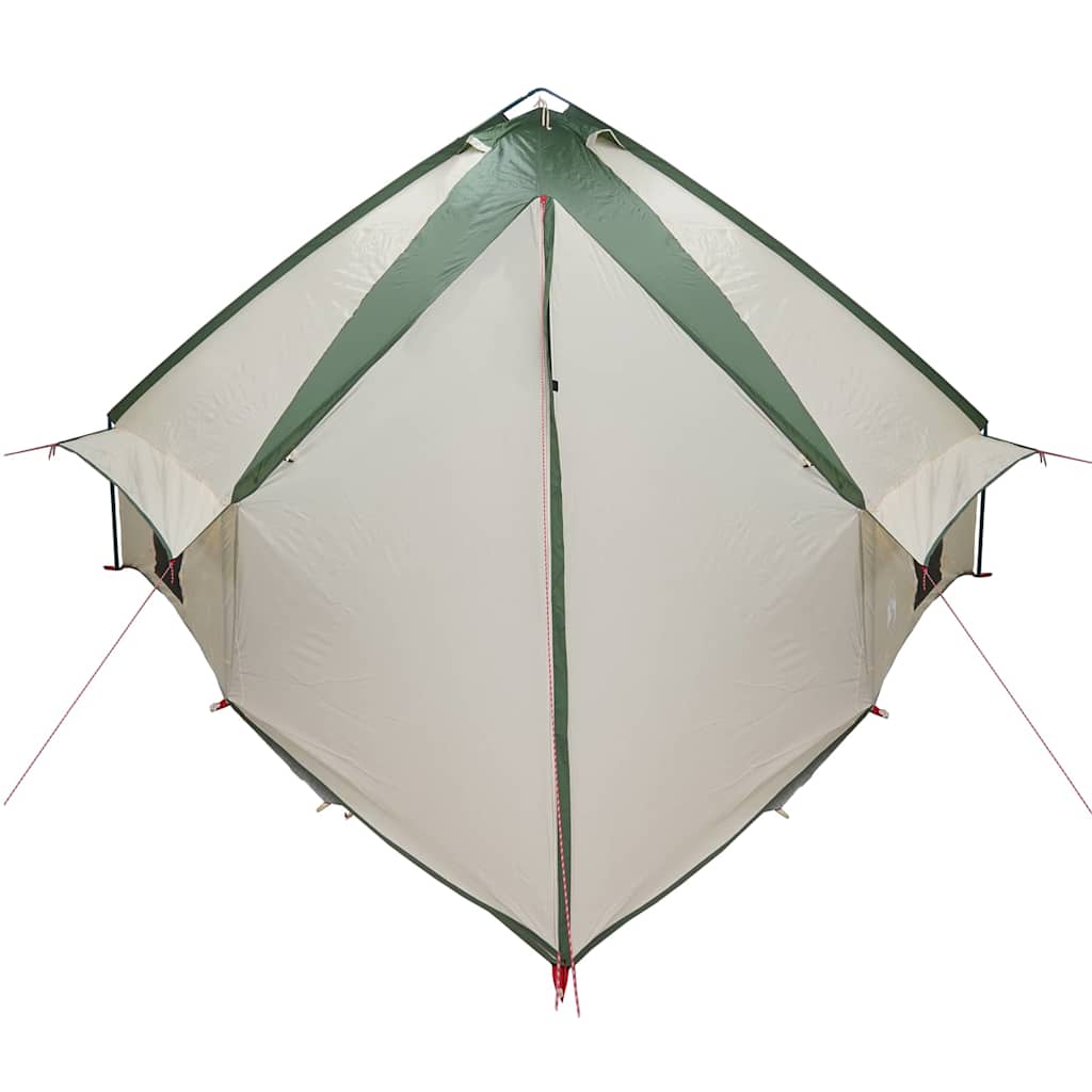Detail van de vidaXL Teepee Tent met groene en witte kleur, zijaanzicht van de opening.