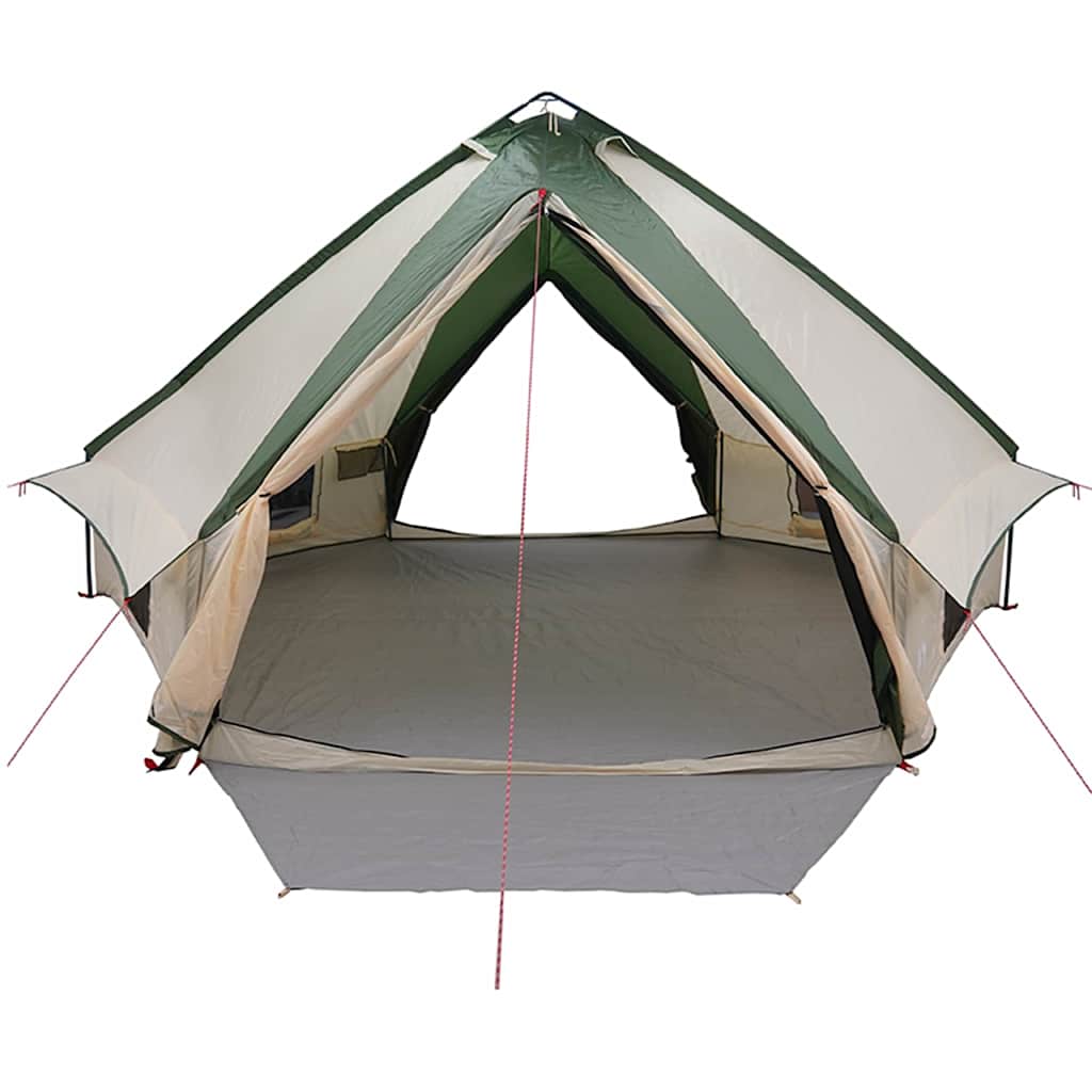 Detail van de vidaXL Teepee Tent met groene en witte kleuren, zicht op de ingang.