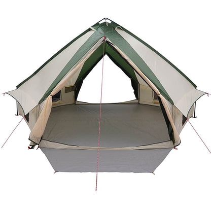 Detail van de vidaXL Teepee Tent met groene en witte kleuren, zicht op de ingang.