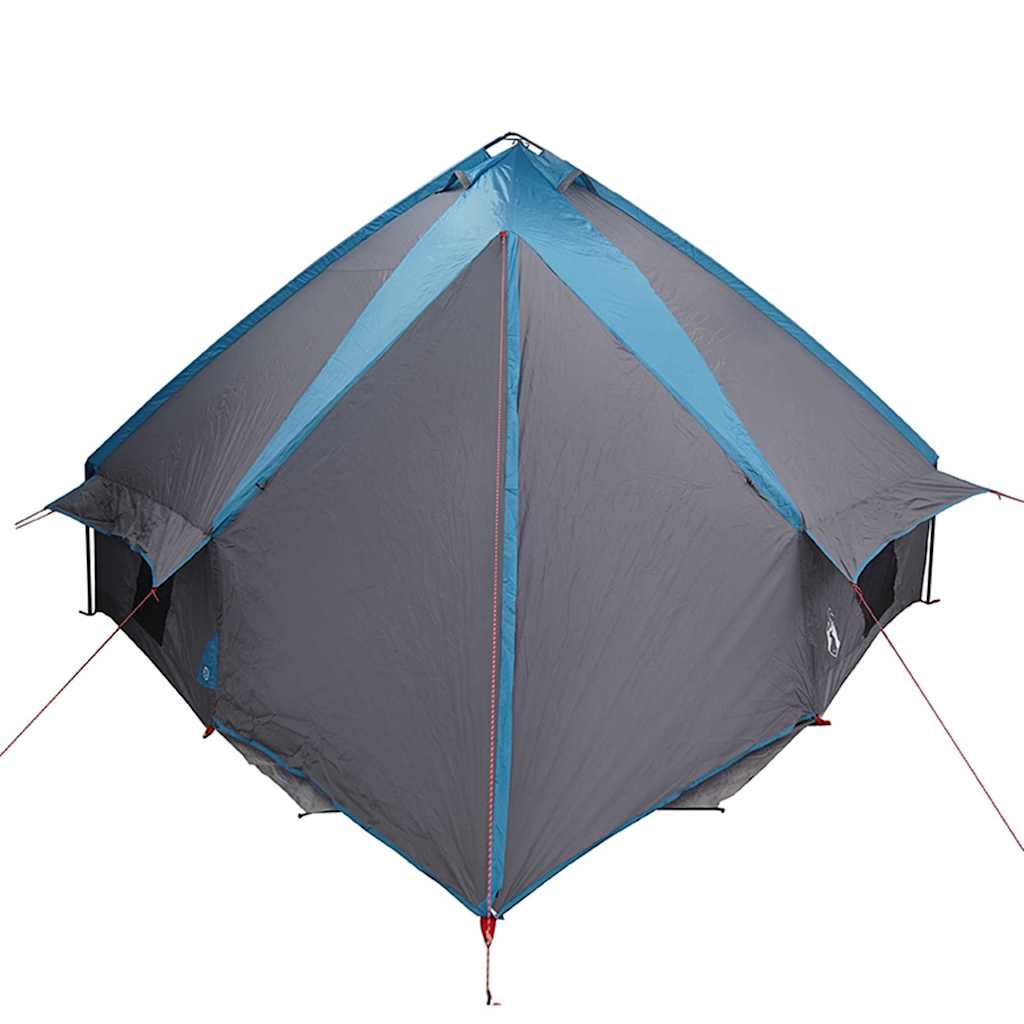 Detail van de vidaXL Teepee Tent in blauw en grijs, zijaanzicht met ventilatieopeningen.