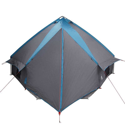 Detail van de vidaXL Teepee Tent in blauw en grijs, zijaanzicht met ventilatieopeningen.