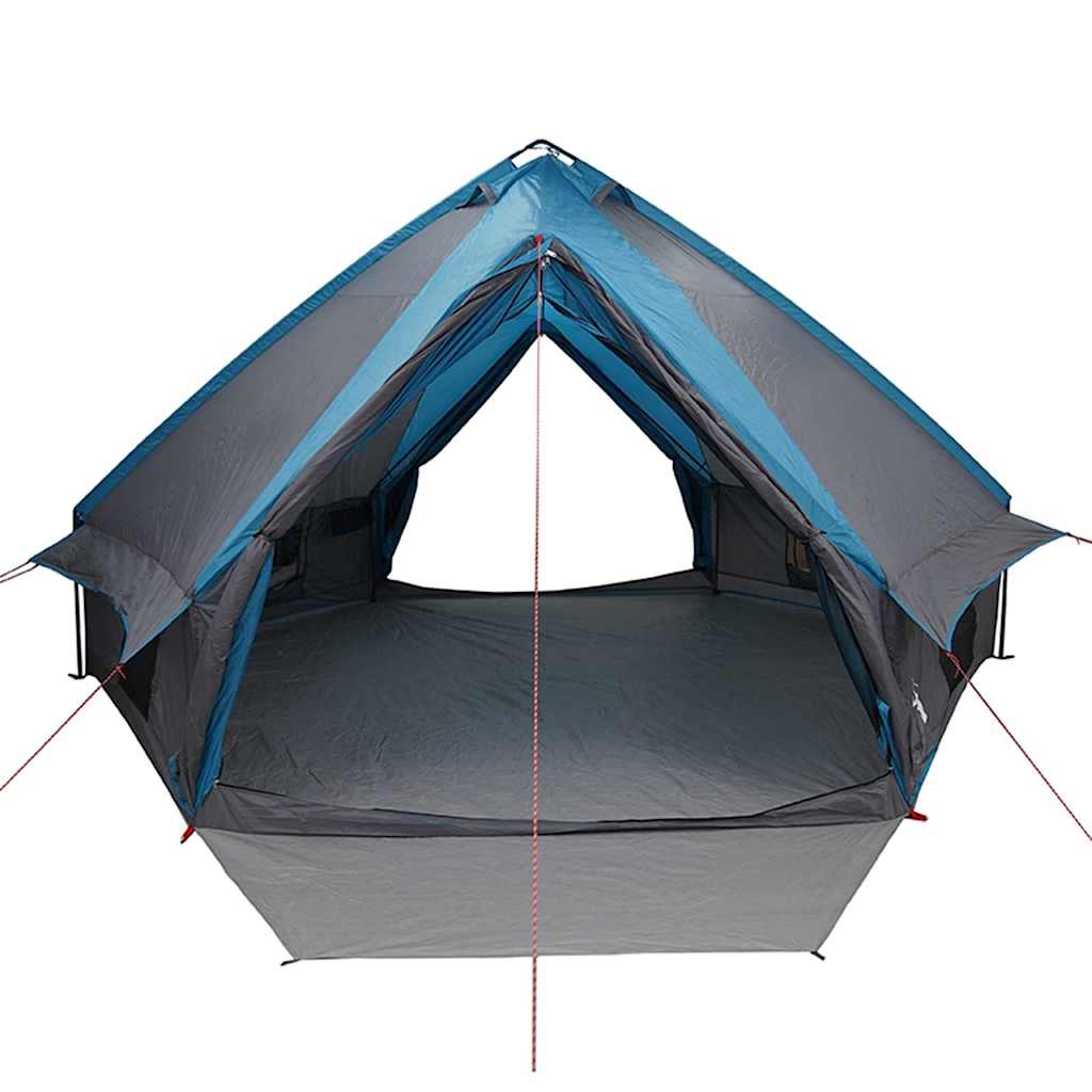 Detail van de vidaXL Teepee Tent in blauw en grijs, zijaanzicht met openingen voor ventilatie.