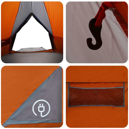 Detail van de oranje binnenkant van de vidaXL Teepee Tent met haak en ventilatierooster.