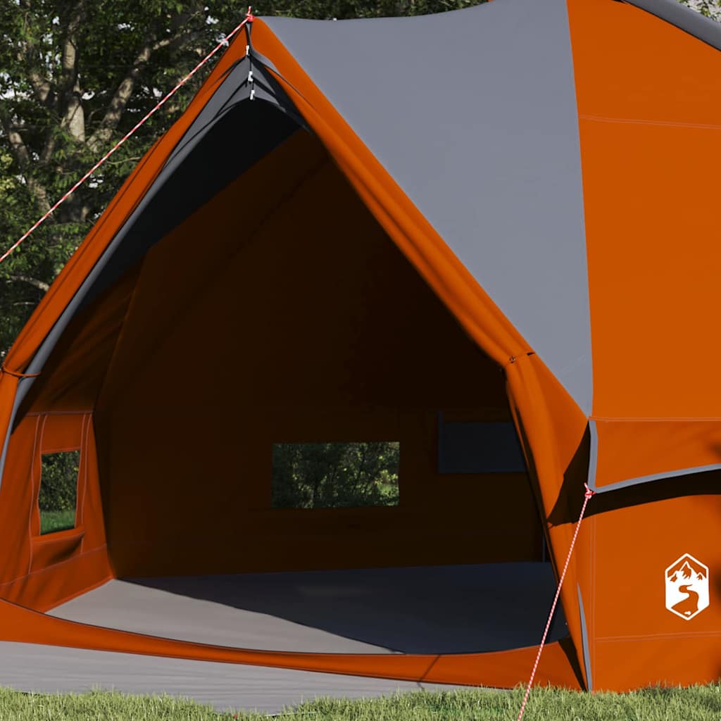 Detail van de oranje binnenkant van de vidaXL Teepee Tent met ramen.