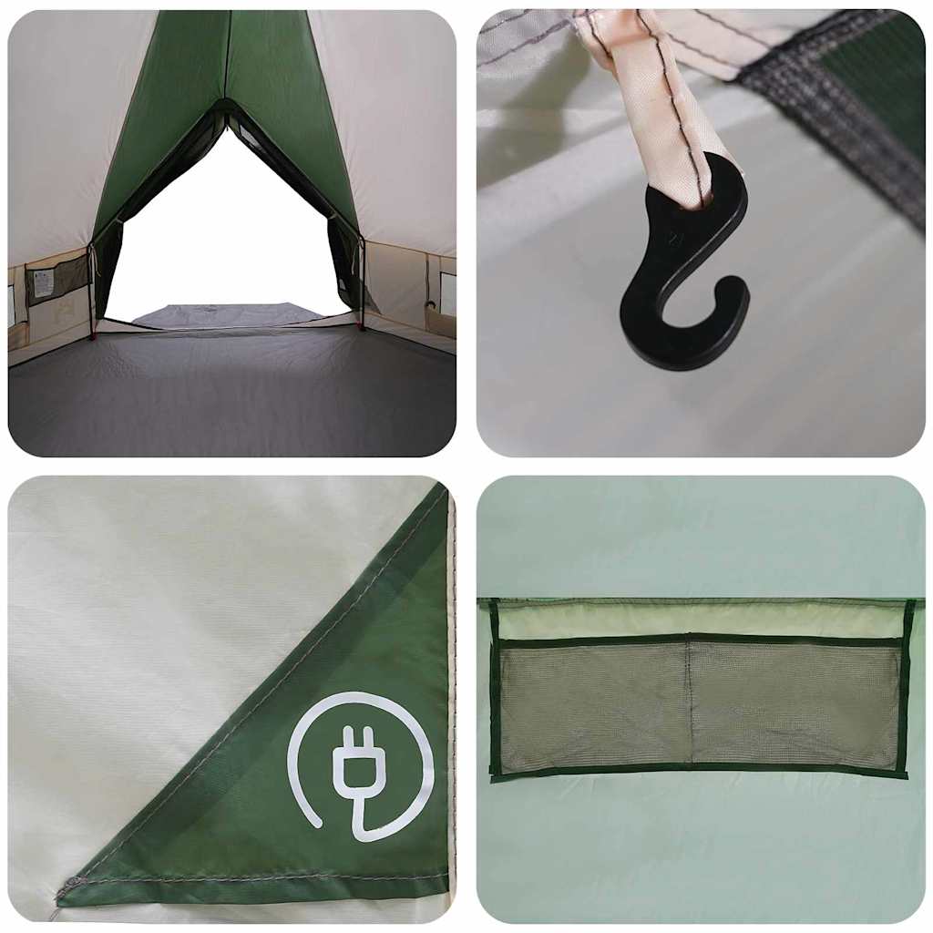 Detail van de binnenkant van de vidaXL Teepee Tent met ventilatie en lampenkap.