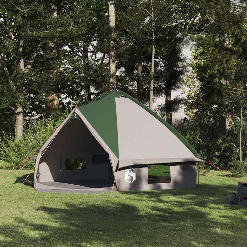 vidaXL Teepee Tent voor 8 personen in groen en wit, opstelling in een groene omgeving.