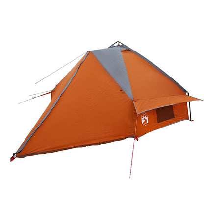 Detail van de vidaXL Teepee Tent in grijs en oranje, zijaanzicht met open ingang.