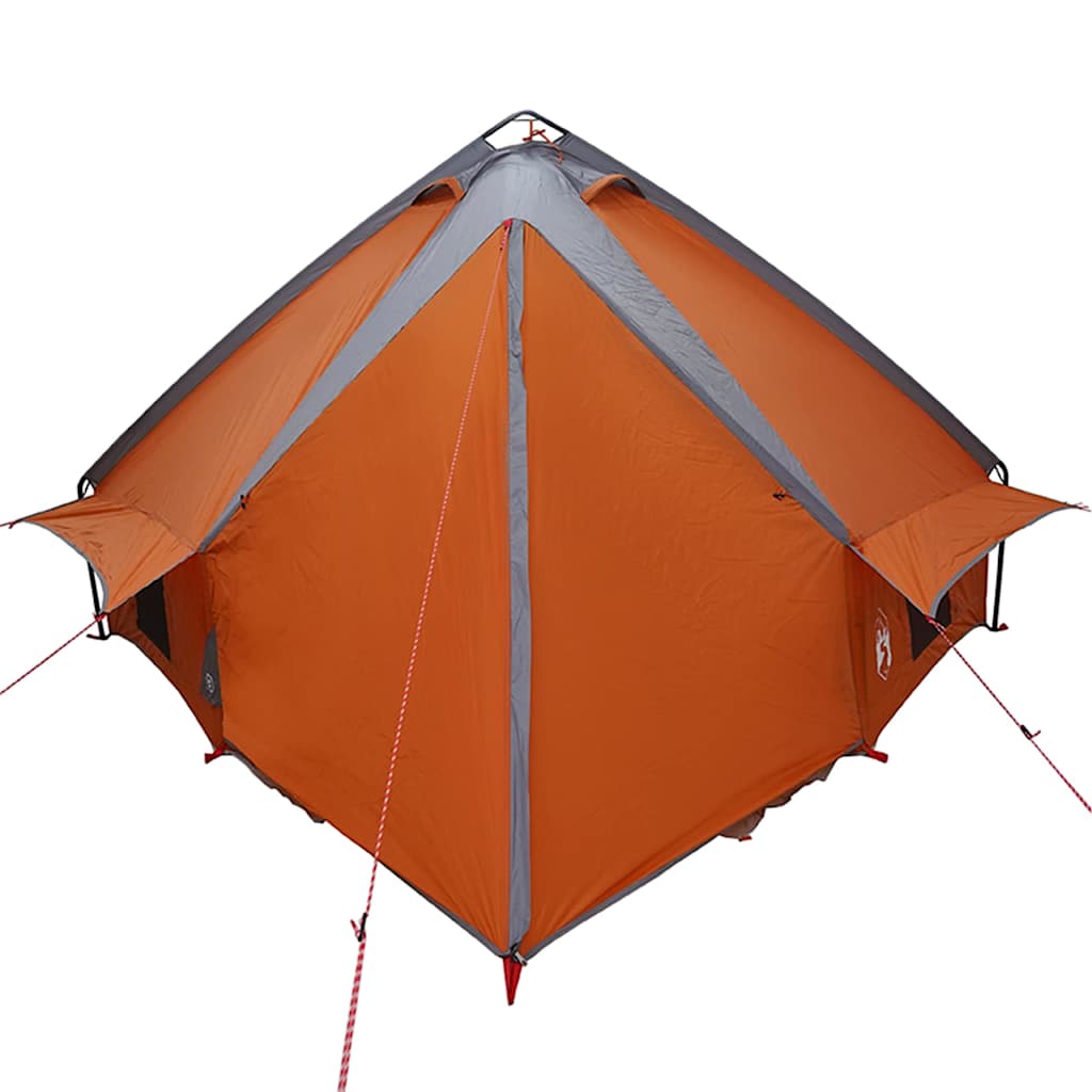 Detail van de vidaXL Teepee Tent in oranje met grijze accenten, zijaanzicht.