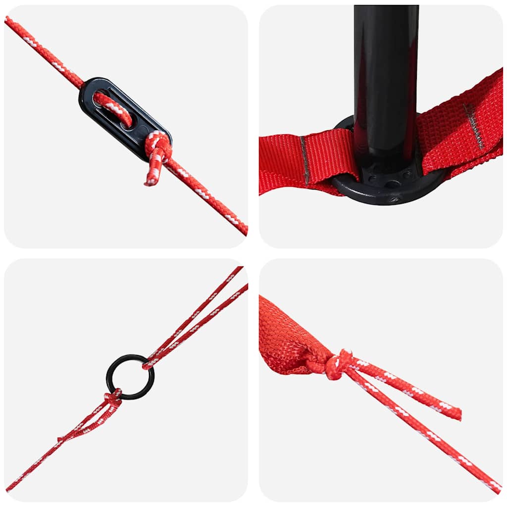 Detail van de bevestigingssystemen en scheerlijnen van de vidaXL Teepee Tent.