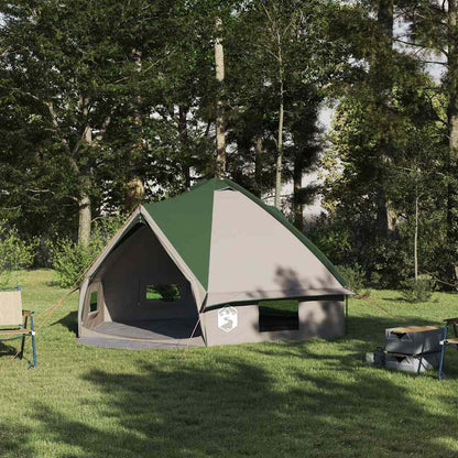 Groene vidaXL Teepee Tent voor 6 personen, moderne vorm in een bosrijke omgeving.