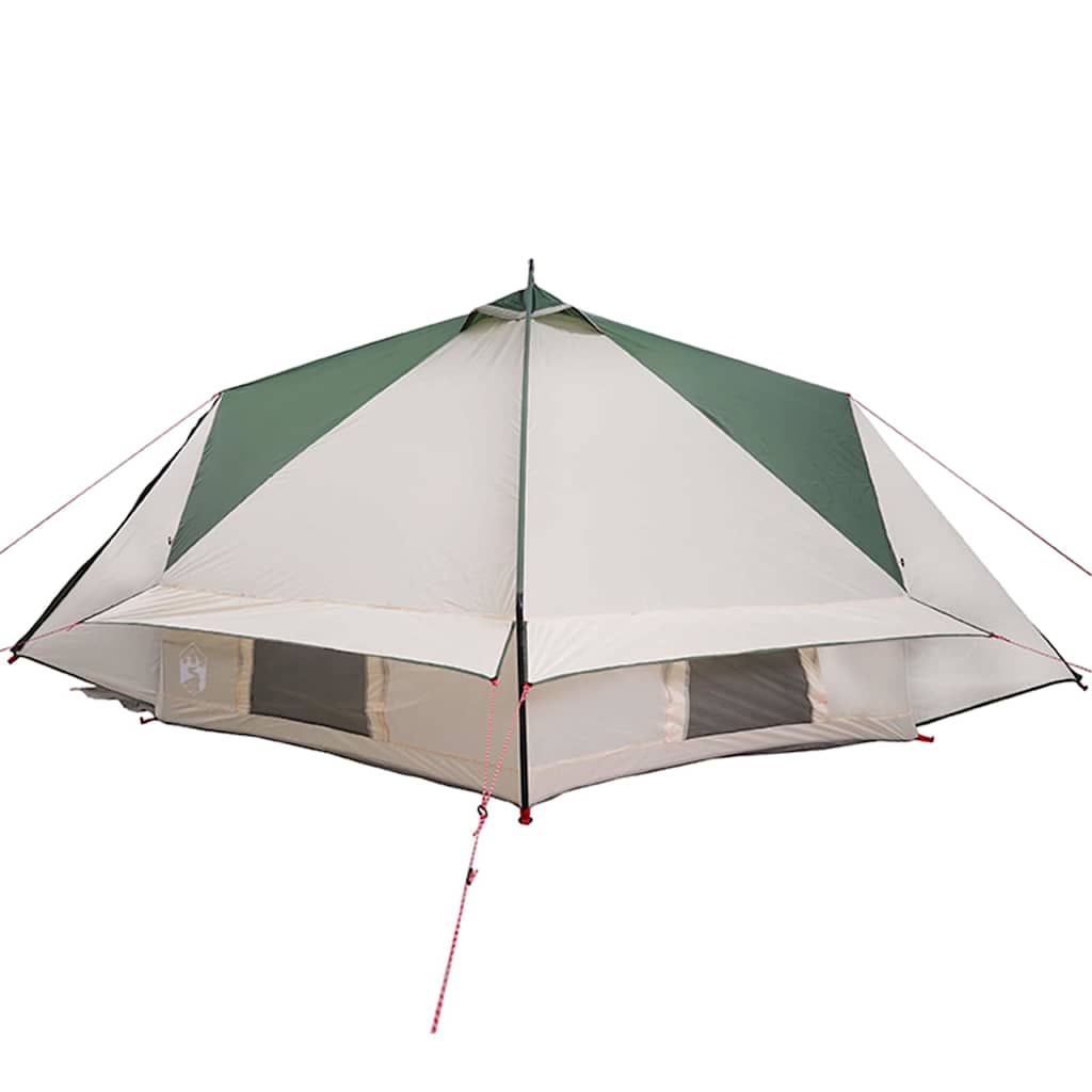 Detail van de vidaXL Teepee Tent met groen-witte kleurstelling en zijaanzicht.