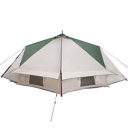 Detail van de vidaXL Teepee Tent met groen-witte kleurstelling en zijaanzicht.