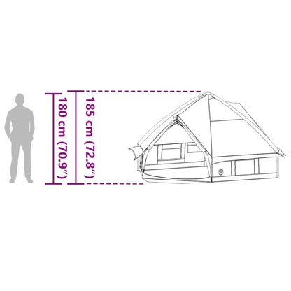 Zijaanzicht van de vidaXL Teepee Tent met afmetingen en hoogte-informatie.