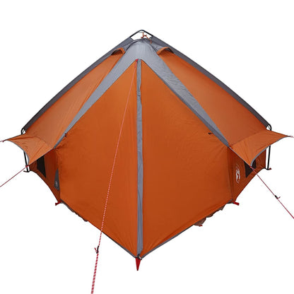 Detail van de vidaXL Teepee Tent in grijs en oranje, zijaanzicht met ventilatieopeningen.