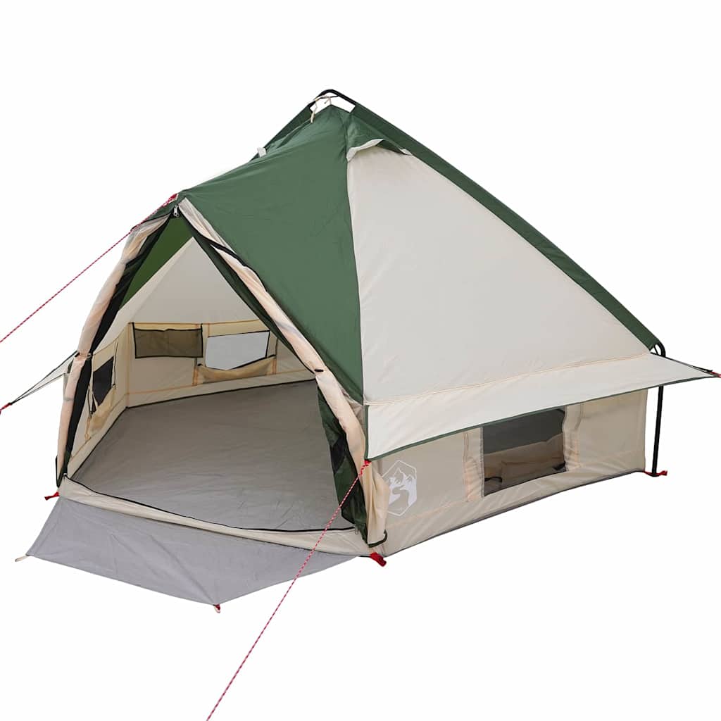 Detail van de vidaXL Teepee Tent in groen, zijaanzicht met open ingang en ventilatie.