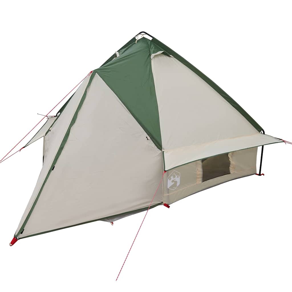 Detail van de vidaXL Teepee Tent in groen met een open ingang en zijaanzicht.