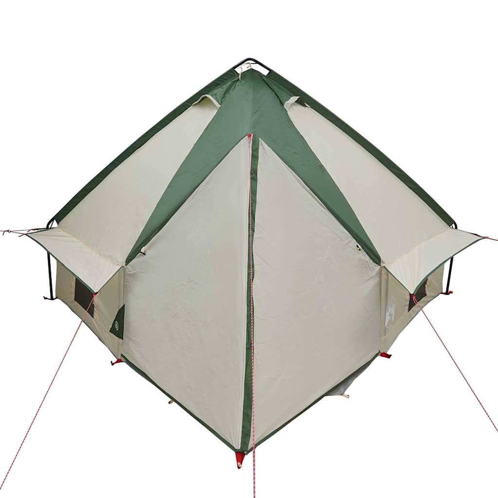 Detail van de vidaXL Teepee Tent in groen, zijaanzicht met openingen voor ventilatie.
