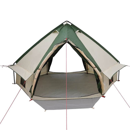 Binnenkant van de vidaXL Teepee Tent voor 4 Personen, met groene en beige details.