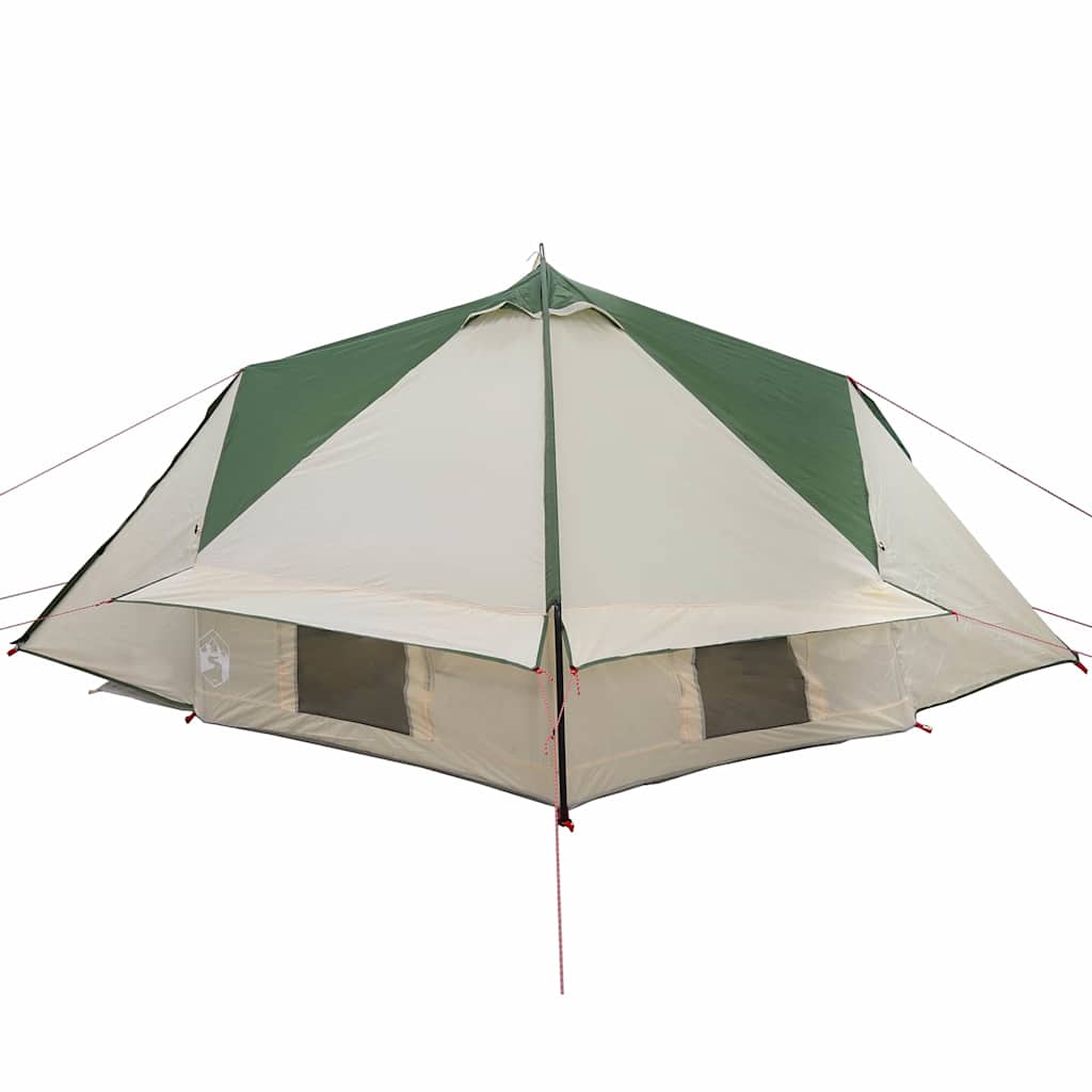 Detail van de vidaXL Teepee Tent in groen, zijaanzicht met twee ramen.