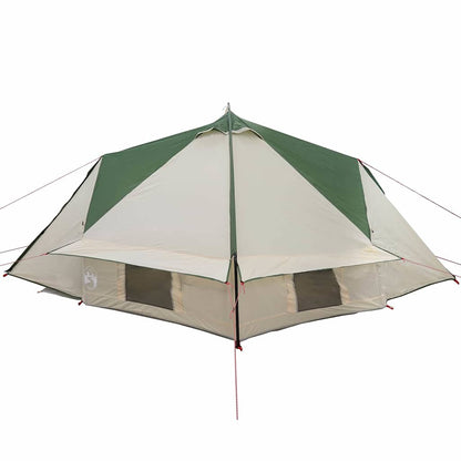 Detail van de vidaXL Teepee Tent in groen, zijaanzicht met twee ramen.