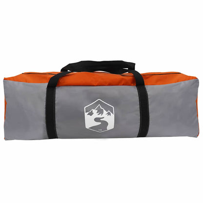 Grijze en oranje opbergzak van de vidaXL Teepee Tent, met logo en handvat.