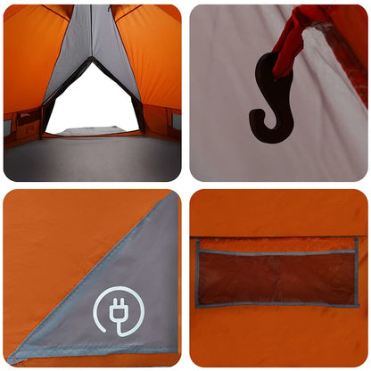 Detail van de oranje binnenkant van de vidaXL Teepee Tent met haak en opbergvak.
