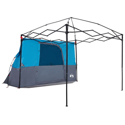 Detail van de vidaXL camping tent set in blauw met een opvouwbaar dak.