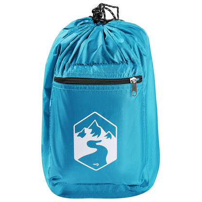 Blauwe vidaXL camping tentset met opbergruimte en trekkoord, zijaanzicht.