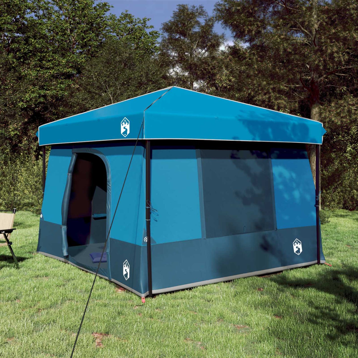 Blauwe vidaXL campingtent set met dak, perfect voor zomerse buitenavonturen.