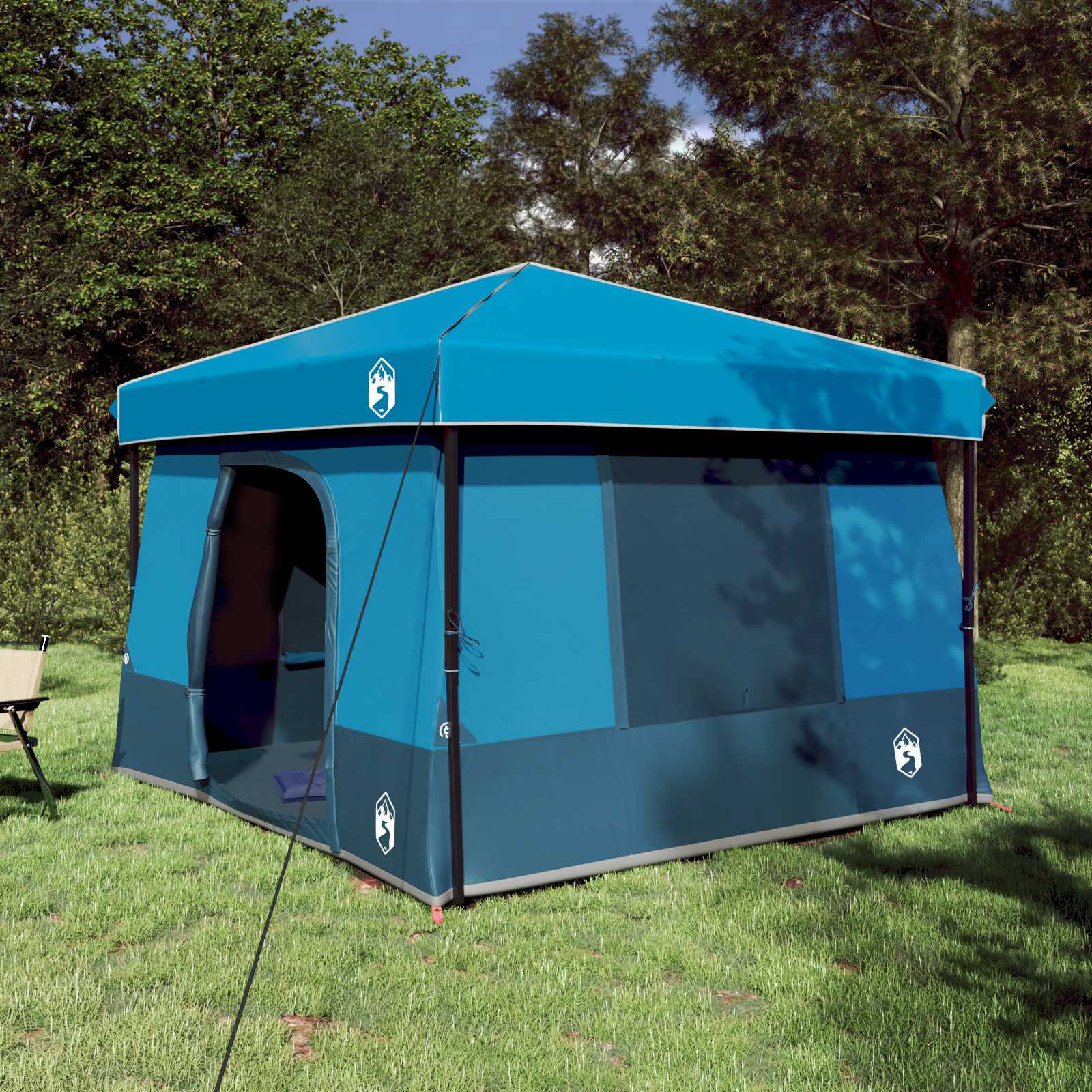 Blauwe vidaXL campingtent set met dak, perfect voor zomerse buitenavonturen.