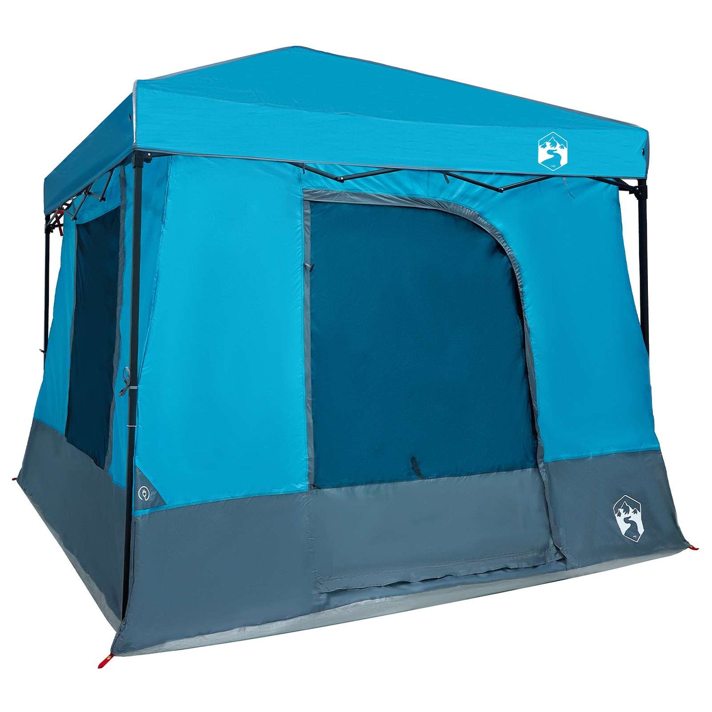 Detail van de vidaXL campingtent in blauw met een ruime ingang en stevige constructie.