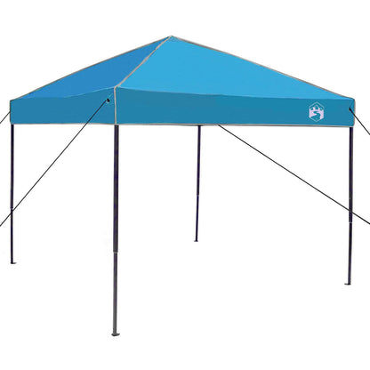 Detail van de blauwe vidaXL campingtent met een stevige taffeta bovenkant en vier poten.