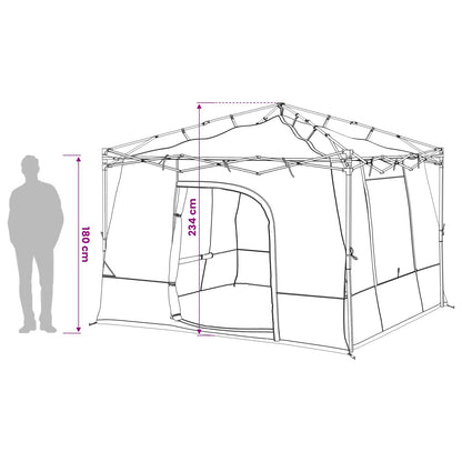 Zijaanzicht van de vidaXL campingtent met afmetingen en deuropening.