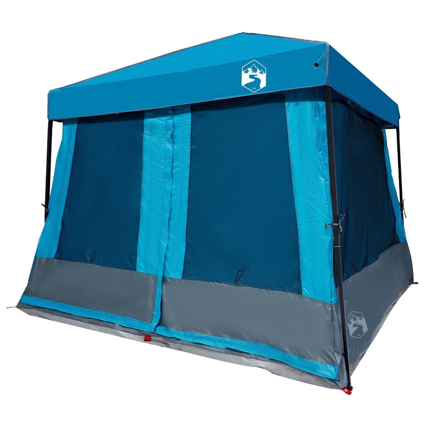 Detail van de vidaXL 2-persoons blauwe campingtent met een stevige, waterafstotende stof.