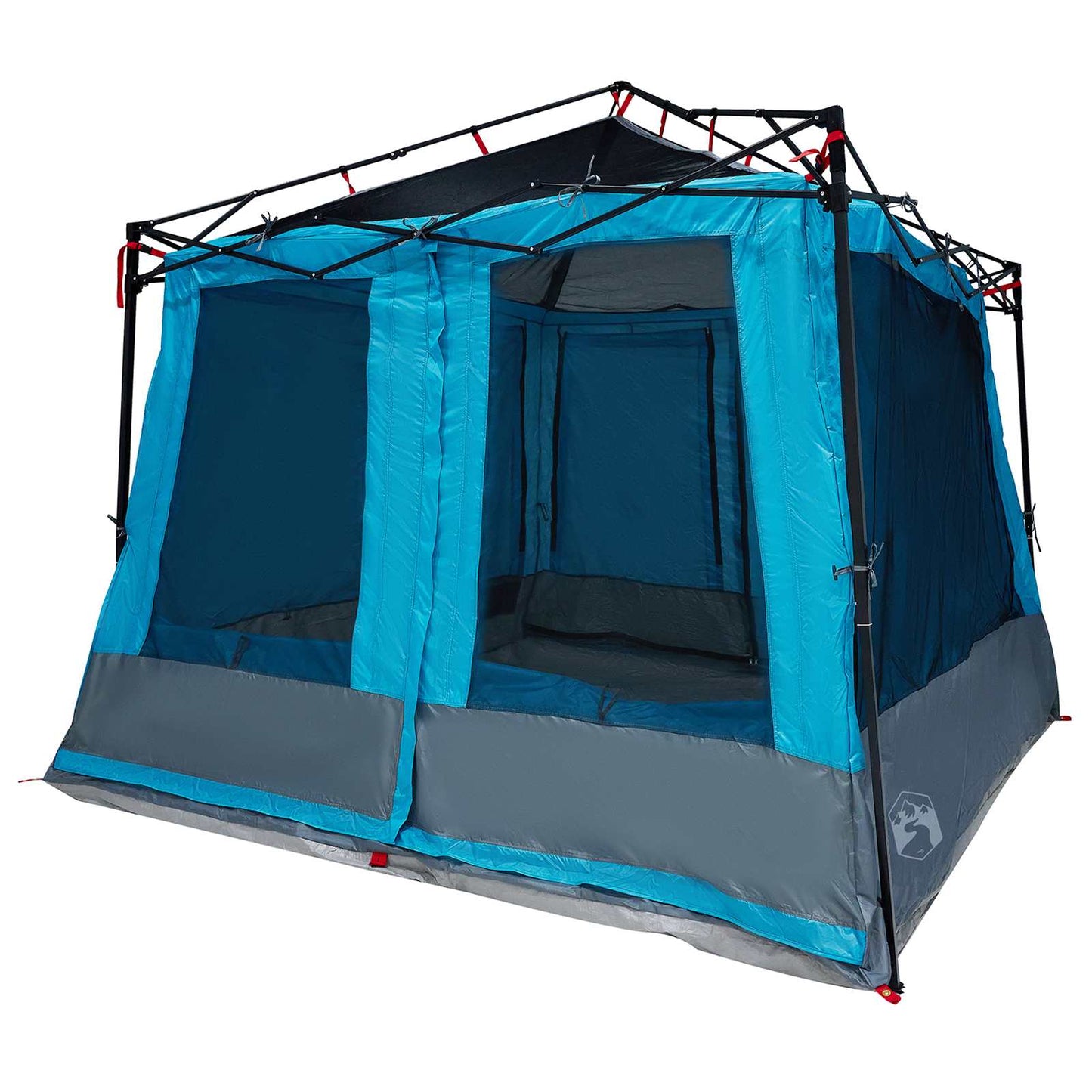 Detail van de vidaXL campingtent in blauw met zijwanden en toegangsrits.