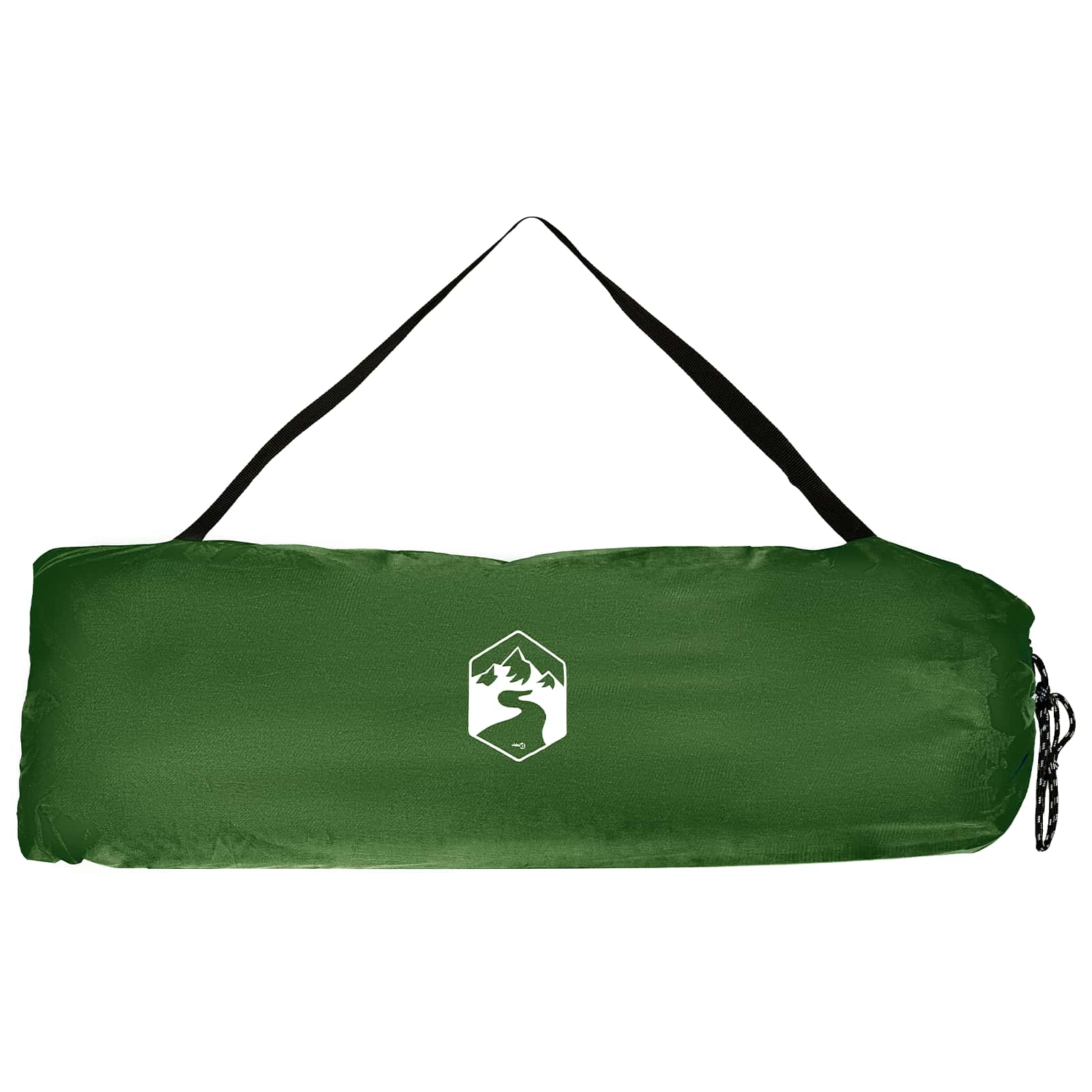 Groene vidaXL campingtent set met handvat, zijaanzicht van de opbergtas.