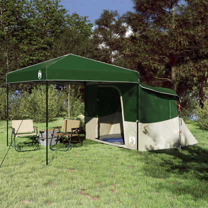 Groene vidaXL campingtent set met dak, opgesteld in een grasrijke omgeving.