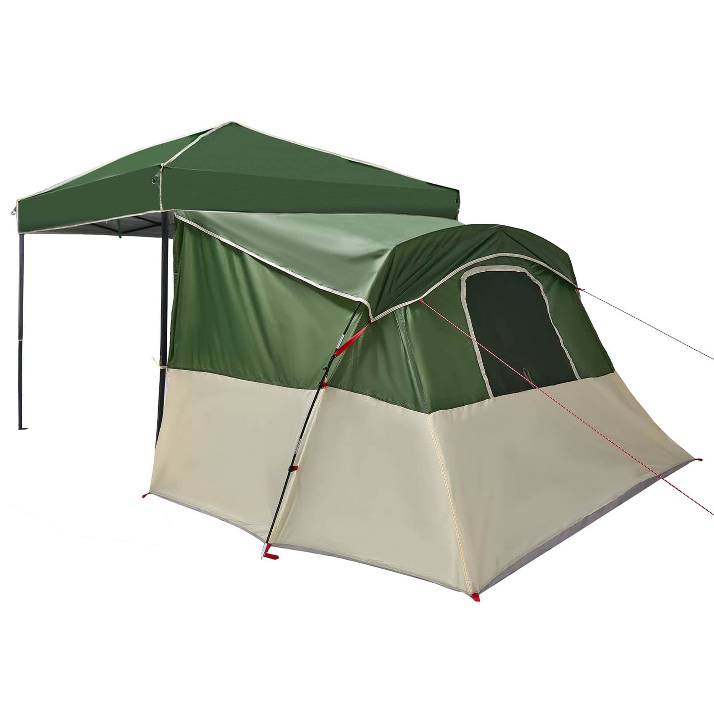 Detail van de vidaXL campingtent set in groen, met een moderne dakstructuur.