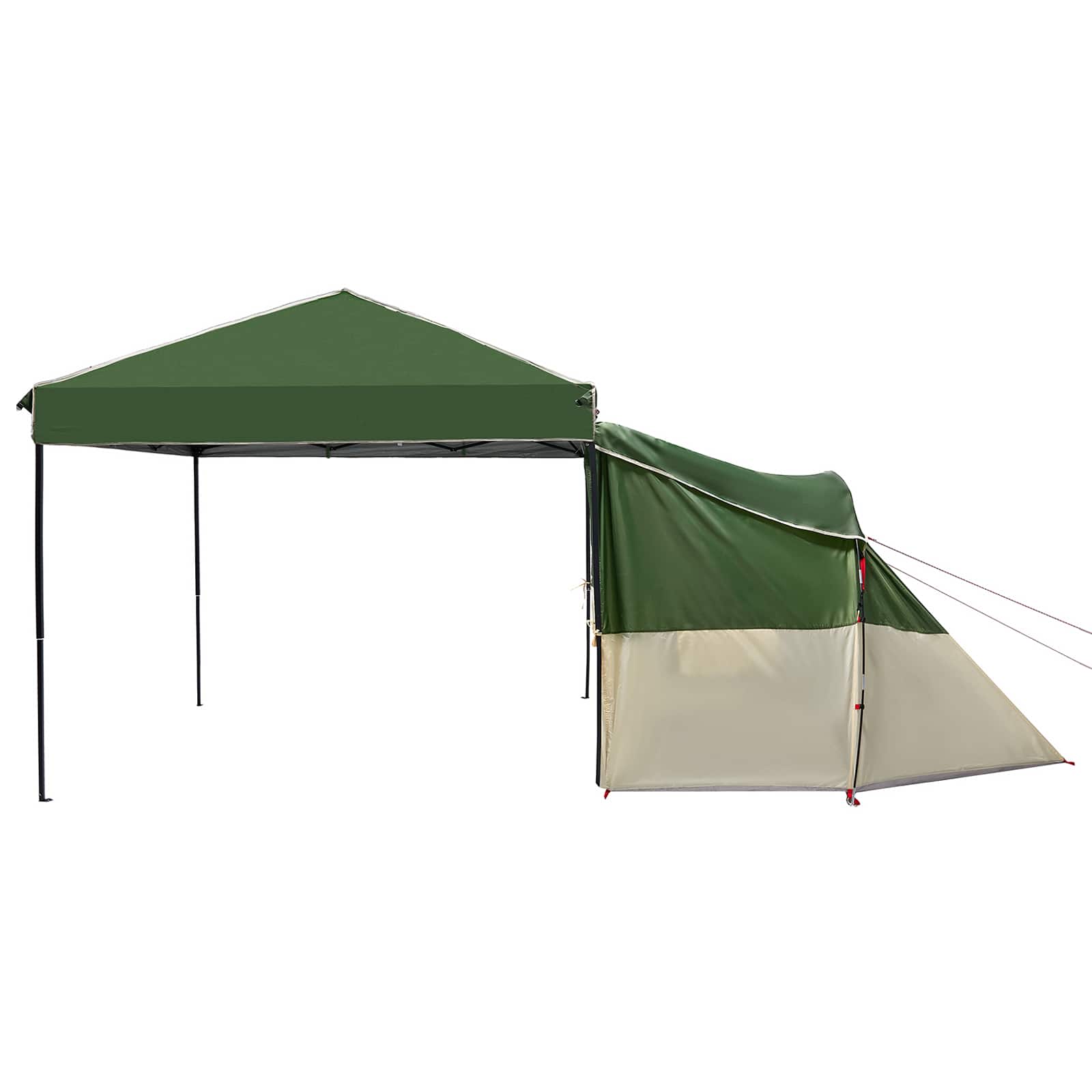 Detail van de vidaXL campingtent set met groen taffeta en stof, zijaanzicht.
