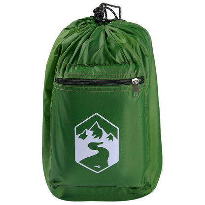 Groene vidaXL camping tent opslagzak met rits en logo, zijaanzicht.