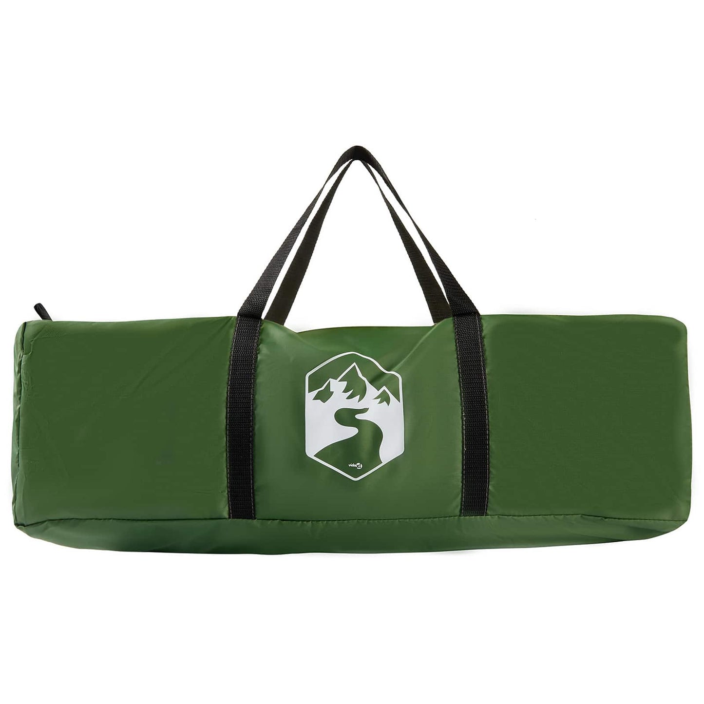 Groene vidaXL tentset opbergtas met handvatten en logo aan de voorkant.